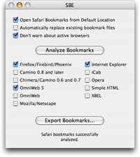 Safari Bookmark Exporter 1.1 screenshot thumbnail